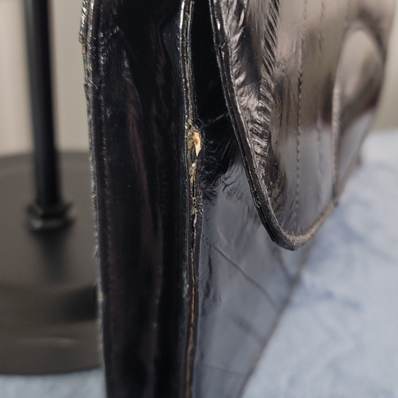 Lee Sands Vintage Eel Skin Supple Leather Shoulder Bag/Clutch Black - Picture 5 of 13